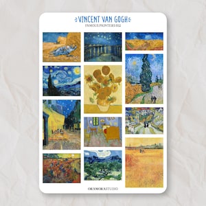 Foglio di adesivi Vincent Van Gogh / Adesivi per diario, Adesivi per planner / Adesivi artistici, Adesivi post-impressionismo, belle arti, regalo, girasoli