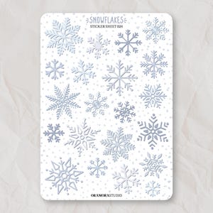 Hoja de pegatinas de copos de nieve / Bullet Journal, planificador, álbum de recortes / Pegatinas de invierno, hielo y nieve