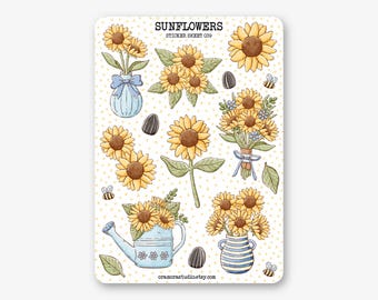 Sticker Bogen - Sonnenblumen | Journal & Planner Stickers | Blumen, Gelb, Sommer