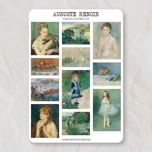 Auguste Renoir Sticker Sheet | Journal Stickers, Planner Stickers | Art, Impressionism, Fine Art, Painting | 11 Stickers