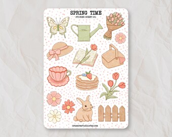 Spring Time Sticker Sheet | Journal Stickers, Planner Stickers | Spring ...