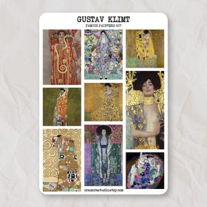 Foglio di adesivi Gustav Klimt / Adesivi per diario, Adesivi per planner / Adesivi artistici, Adesivi Art Nouveau, belle arti, Regalo, Il bacio