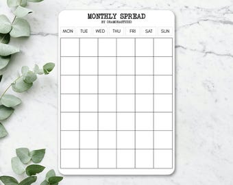 Sticker Bogen - Monatliche Übersicht (Undatiertes Gitter + Wochentage) | Schlicht, minimalistisch, leicht