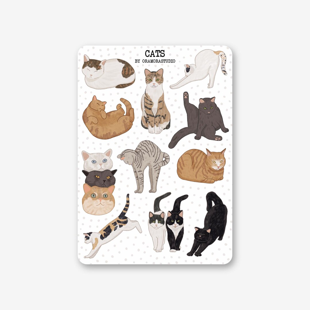 Sticker Sheet - Cats | Journal & Planner Stickers | Animal, Pet - Etsy