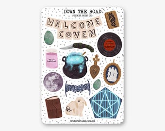 Sticker Sheet - Down the Road | Journal & Planner Stickers | Witches Road, Coven, Agatha, Rio, Billy