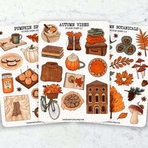 Autumn Sticker Bundle | Journal Stickers, Planner Stickers | Fall, Pack, Set | 3 Sticker Sheets