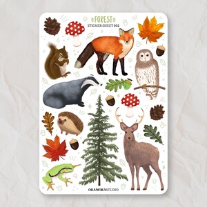 Stickervel bos | dagboekstickers, plannerstickers | Bosdieren, bosdieren, vos, herfst, herfststickers