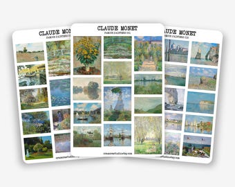 Aufkleber Set - Claude Monet | Journal & Planner Stickers | 3 Sticker Bögen