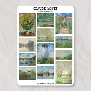 Claude Monet Sticker Sheet | Journal Stickers, Planner Stickers | Art, Impressionism, Fine Art, Painting | 12 Stickers