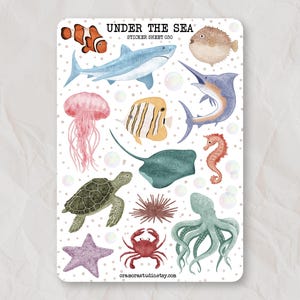 Unter dem Meer Sticker Bogen | Journal, Planer, Scrapbook | Meerestiere, Meerestiere, Meerestiere, Meer, Natur Aufkleber