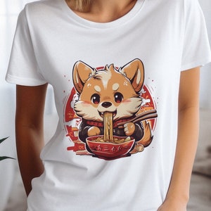 Cute Dog Ramen T-Shirt, Funny Dog Noodle Bowl Tee, Adorable Puppy Shirt, Anime Style Pet Lover Gift, Cozy Welsh Pembroke Sweatshirt, Pho Tee