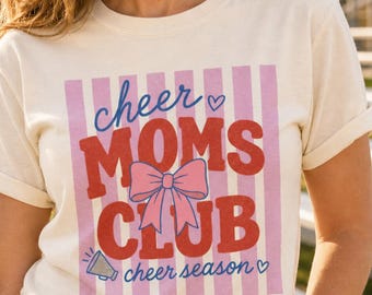 Retro Cheer Mom Shirt, Cheer Season Tee, Game Day Tshirt for Moms, Preppy Bow Top, Comfort Colors Vintage Cheerleading Apparel