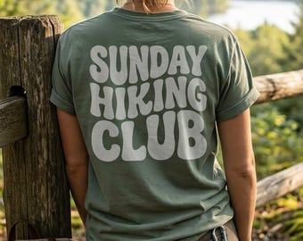 Sunday Hiking Club Shirt | Comfort Colors Hiking Tee | Granola Girl Shirt | Retro Hiking Shirt | Oversized Trail Tee | Outdoorsy Gift