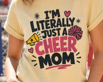 Cheer Mom Era Shirt, Funny Cheerleader Mom Tee, Sassy Pink and Black Tshirt, Cheerleading Squad Top for Women, Bella Canvas Mama Outfit