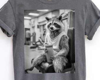 Gym Waschbär Shirt, lustiges Tier T-Shirt, Workout-Shirt, Fitness Geschenk, Tierliebhaber Geschenk, Gewichtheben Shirt, Waschbär Shirt, cooles Waschbär Design