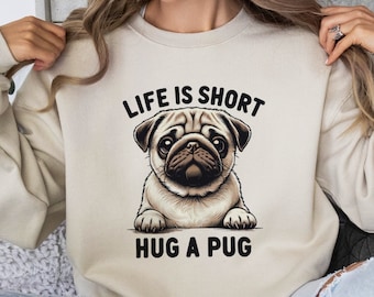 Knuffel een mopshond sweatshirt, hond moeder cadeau, grappige hond minnaar shirt, schattige hond moeder sweatshirt, schattige hond papa T-shirt, mopshond minnaar Tee, Valentijnsdag cadeau