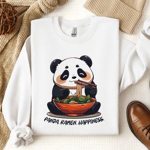 Adorable sudadera anime panda, regalo perfecto para los amantes del ramen, lindo top de oso panda, sudadera acogedora para amantes de la comida, camiseta de cocina japonesa