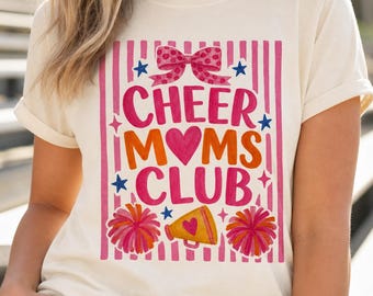 Cheer Moms Club Shirt, Coquette Bow Tee, Watercolor Cheerleader Mama Tshirt, Comfort Colors Girly Top, Cute Cheerleading Mom Apparel