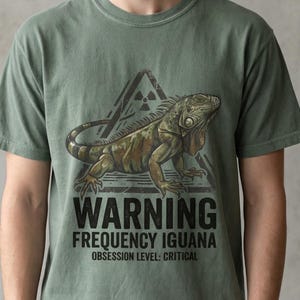 Iguana Graphic Tee, Warning Frequency Reptile Lover Shirt, Vintage Washed Comfort Colors 1717