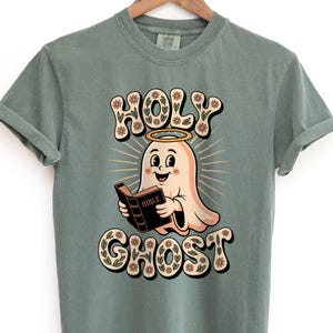 Holy Ghost Halloween Shirt, Christian Fall Tee, Cute Bible Ghost Top, Retro Faith Over Fear Shirt, Jesus Spooky Season Graphic Tee