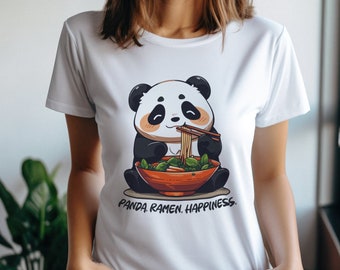 Panda Eating Ramen Shirt | Kawaii Panda Noodle Tee | Anime Food Lover Gift | Cute Chibi Panda Ramen Bowl T-Shirt