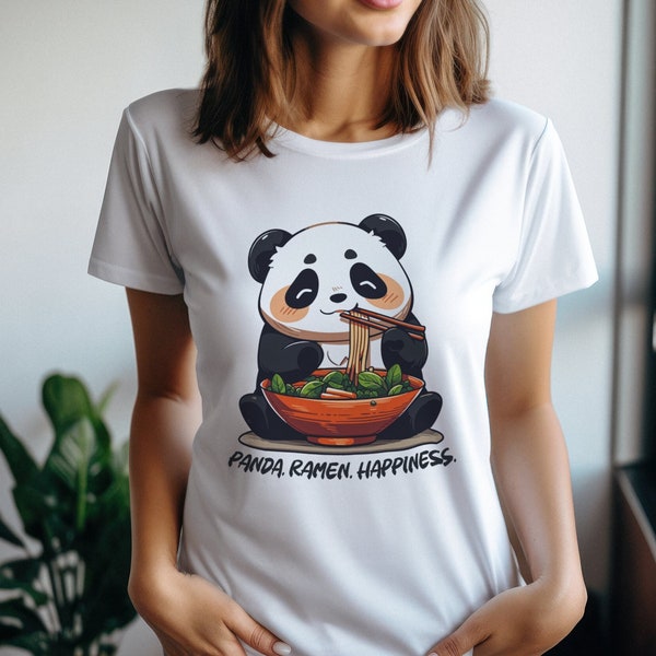 Joli t-shirt panda, t-shirt pour les amateurs de ramen, haut adorable panda, vêtements pour amateurs de cuisine, cadeau parfait pour les amateurs de ramen, t-shirt de cuisine japonaise