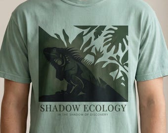 Iguana Shirt, Shadow Ecology Tee, Botanical Jungle Silhouette, Nature Aesthetic Vintage Washed Shirt, Reptile Lover Gift, Comfort Colors