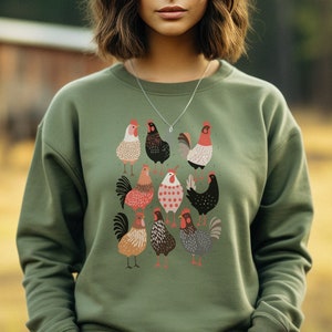 Adorable Chicken Sweatshirt, Farm Life Apparel, Chicken Lover Gift, Cute Christmas Sweater, Cozy Animal Lover Present, Chicken Lady Shirt