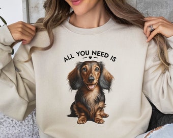 Sudadera con estampado de perro salchicha, regalo acogedor para amantes de los perros, suéter de perro salchicha, adorable camiseta de perro salchicha, camiseta de papá de perro salchicha, camiseta de mamá de perro