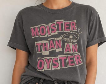 Camiseta vintage "Más húmedo que una ostra" / Camiseta divertida de mariscos / Camiseta retro con humor sobre ostras