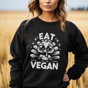 Cute Thanksgiving Turkey Sweatshirt | Funny Gift for vegan Friends | Cozy Animal Lover Shirt | Whimsical Autumn Tee | Turkey Lover Gift |