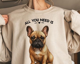 Sudadera de bulldog francés, suéter de cachorro, sudadera para mamá perruna, regalo para amantes de los perros, camiseta para dueños de mascotas, idea de regalo para papás perrunos, sudadera cómoda con cuello redondo y estampado de animales.