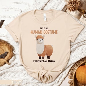 Funny Alpaca T-Shirt, This Is My Human Costume, I&#39;m Really An Alpaca, Cute Animal Halloween Tee, Novelty Gift for Llama Lovers, Gift Idea