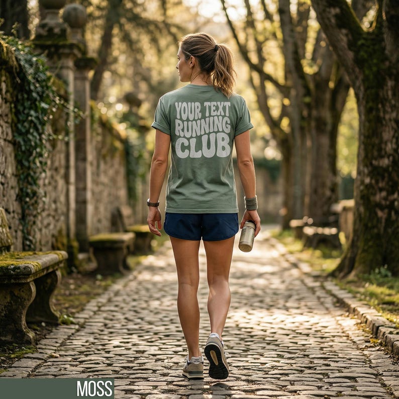 Running Club Shirt, Athletic Tee, Casual Sportswear, Graphic Back Print, Women’s Outdoor Top, Fitness Apparel, Customizable Design