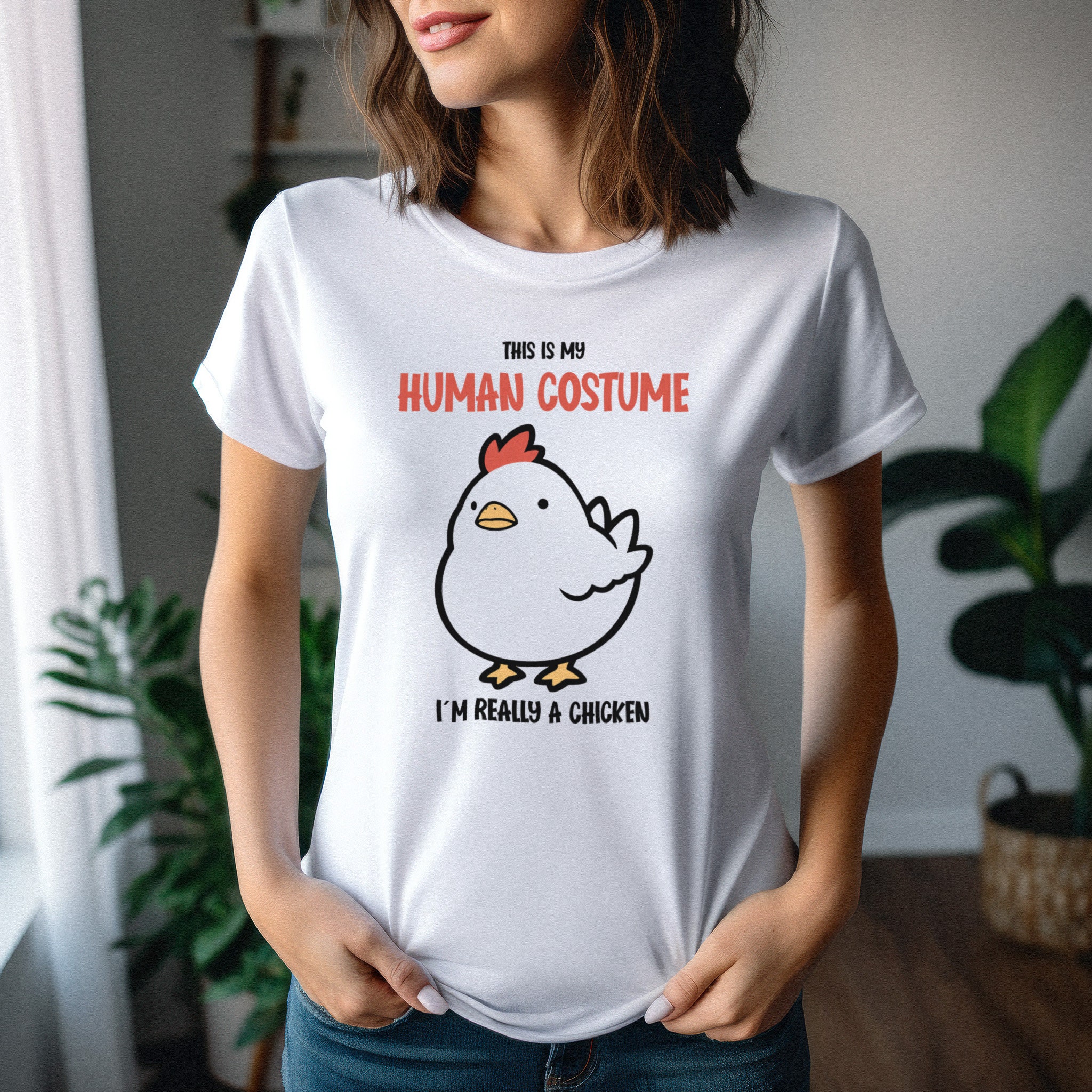 Discover Cute Chicken Halloween T-Shirt | This is My Human Costume | Quirky Farm Animal Lovers Shirt | Chicken Lady Gift Idea | Unisex Crewneck