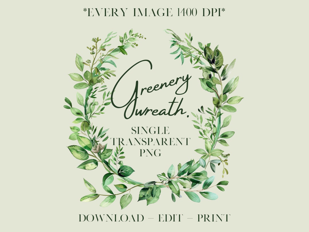 Greenery Wreath Foliage Clipart Green Leaves Botanical Invitation ...