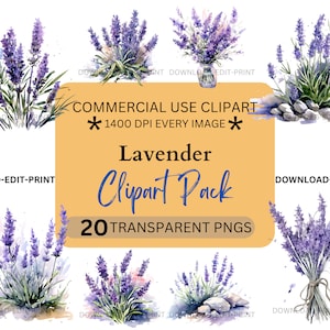 Aquarell Lavendel Blumenstrauß Clipart Floral Kommerzielle Nutzung Transparente PNG Hochzeit Geburtstag Botanische Lädt Karten Blume Lila Sublimation ein
