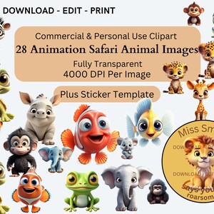 Animação Safari Animal Clipart Conjunto Uso Comercial Transparente PNG Zoológico Berçário De Volta às Aulas Quarto Livro ilustração Anime Livro Classe
