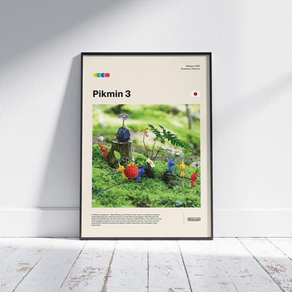 Pikmin 3 Poster, Video Game Poster, Minimalist Game Print, Gaming Room Poster, Gamer Gift, Gaming Poster Print