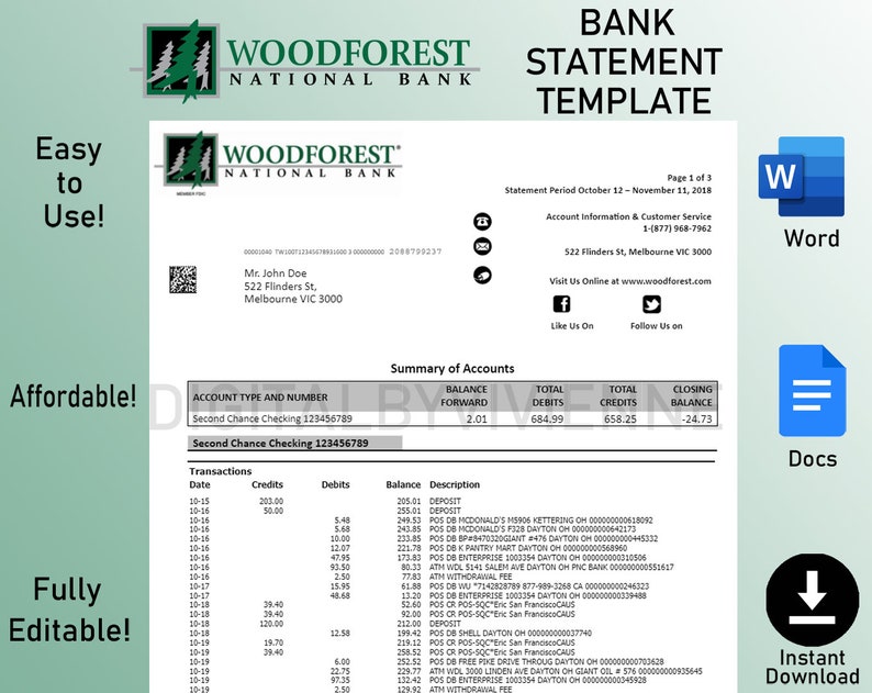 woodforest-bank-statement-template-fully-editable-etsy