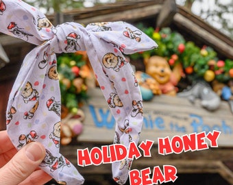 Holiday Honey Bear Fabric Headband | Whimsical Holiday Cheer | Enchanting Park-Ready Accessory