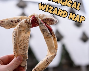 Magical Wizard Map Fabric Headband | Enchanting Wizard-Inspired Accessory