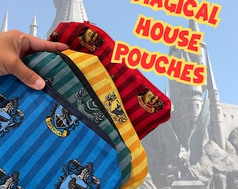 Magical Houses Fabric Zipper Pouch- Limited Drop | Magical Wizard-House Accessory