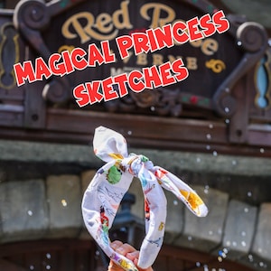Magical Princess Sketches Fabric Headband for Children & Adults- One Size Fits All- FREE SHIPPING