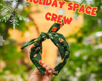Holiday Space Crew Fabric Headband | Galaxy-Inspired Christmas Accessory | Whimsical Space-Themed Festive Style