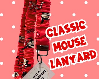 Classic Mouse Scrunchie Fabric Lanyard/Badge Holder With Keychain