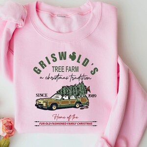 Sweat-shirt Griswold’s Tree Farm Noël – Motif Famille Avec Cœur, Pour Femme, Coton/polyester