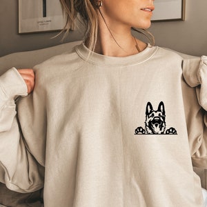 Dog Lover Shirt, German Shepherds Sweatshirt, Shepherd Owner Shirt, Dog Mama Shirt, Animal lover, Dog Mom Gift, Pocket Size Long Sleeve Tee