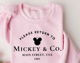 Please Return to Mickey and Co Main Street USA Sweatshirt,Theme Park Vacation Trip Unisex sweat, disneyworld sweater, disneyland sweater