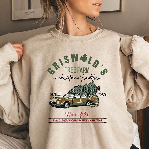Griswold's Sweatshirt, Griswold's Tree Farm Sweatshirt Fun Ouderwetse Familie Kerst, Kerst Sweatshirt, Cute Xmas Crewneck